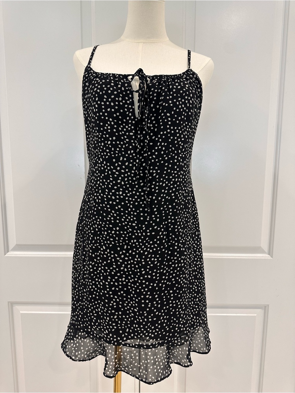 Lumiere Black and White Polka Dot Mini Dress
